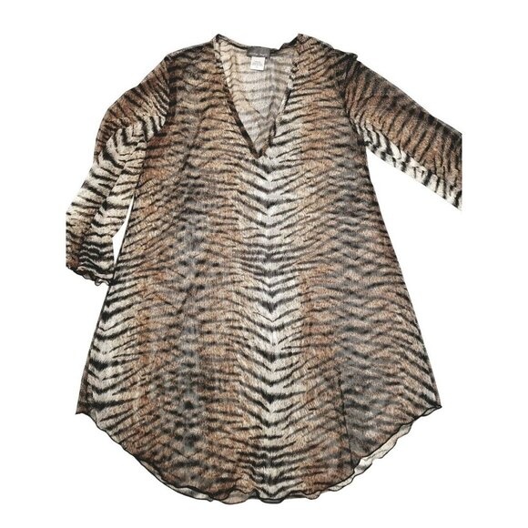 Tiger Animal Print Sheer Tunic Top By Jordan Taylor S Mob‎ Wife - Picture 1 of 11